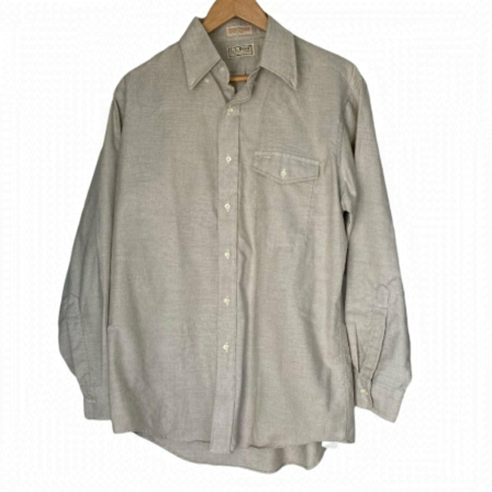VINTAGE LL Bean Made in USA Button Down Long Sleeve Dress Shirt Mens Size 16